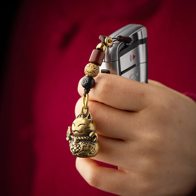 brass cat lanyard pendant (7)