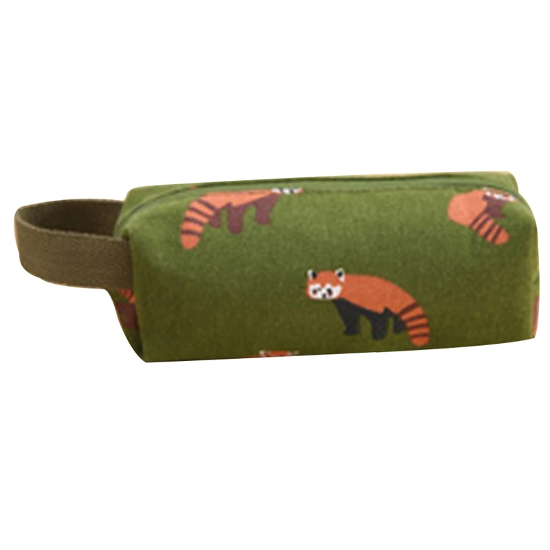 Novelty Raccoon Alpaca Fox Canvas Pencil Case Stationery Kids School Pencil Cases Boys Girls Pencil Bag For School Supplies - Цвет: GR