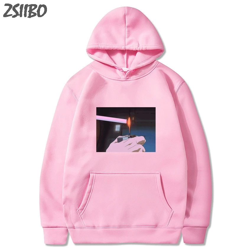 Harajuku Sad somke Vapor wave принт Забавный аниме принт унисекс толстовки Мужская толстовка мужские повседневные топы с капюшоном уличная - Цвет: Fen2