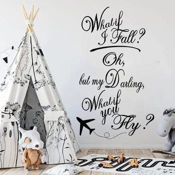 

What If I Fall What If You Fly Wall Sticker Girl Room Bedroom Family Love Inspirational Quote Plane Wall Decal Nursery Vinyl