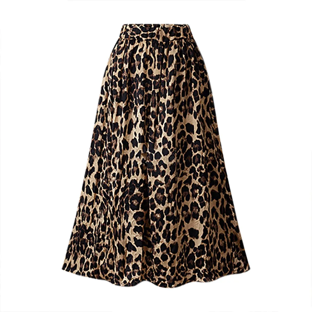 MISSOMO юбки для женщин размера плюс, свободные, Осень-зима, повседневные, Леопардовый принт, золото, бархат, трапециевидная юбка с высокой талией, юбка jupe femme