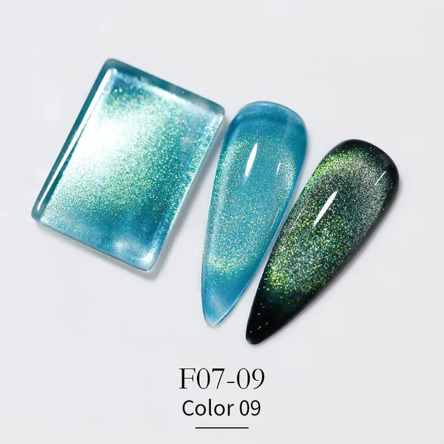 Vendeeni New Colourful Crystal Cat Eye Gel Nail Polish 9D Aurora Cat's Eye Gel Varnish Magnetic Hybrid UV Soak Off Gel Lacquer F07-09