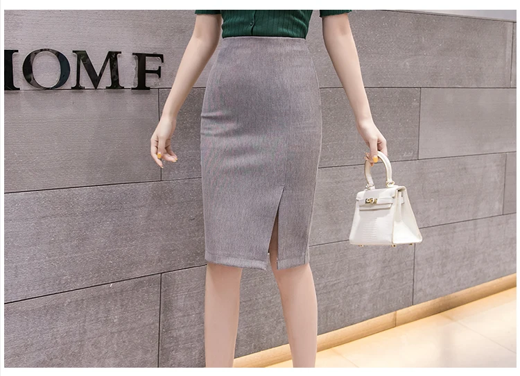 Faldas mujer moda, юбки для женщин, высокая талия, тонкая юбка-карандаш, красная Офисная Женская юбка до бедра, 3XL размера плюс, Женская юбка C103