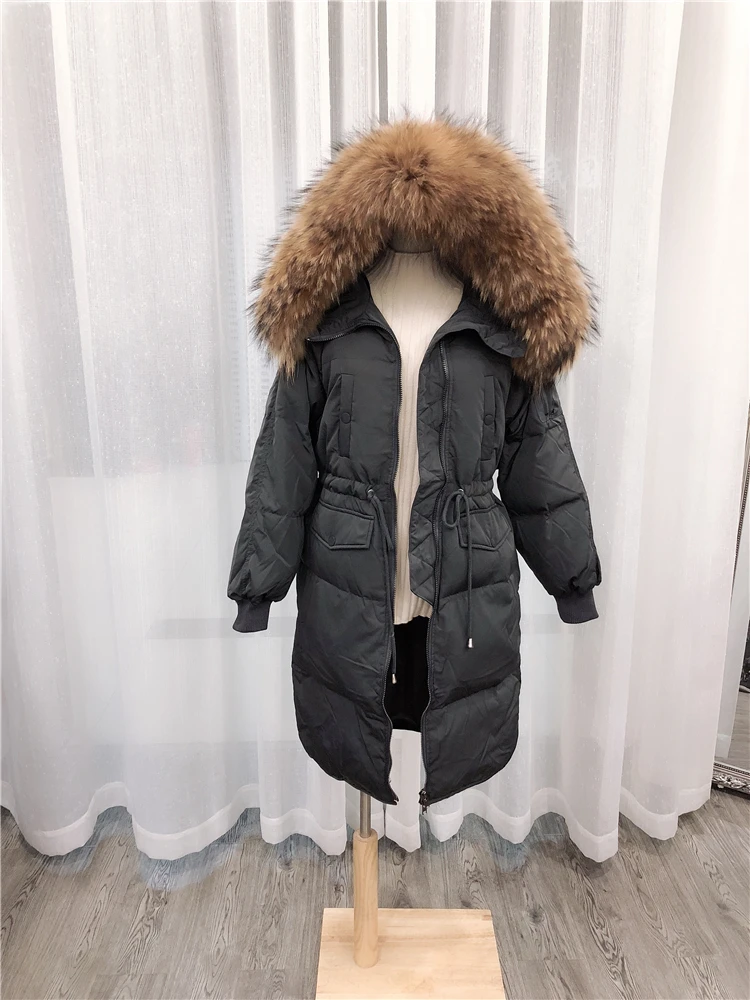 style9 Зимнее пальто для женщин, белая куртка-пуховик на утином пуху, теплый большой воротник из натурального меха, с капюшоном, толстый длинный пуховик, парка, пальто, Женская одежда оверсайз - Цвет: style9