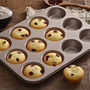 

12/6 Cups DIY Cupcake Baking Tray Tools Non-stick Steel Mold Egg Tart Baking Tray Dish Muffin Cake Mould Round Biscuit Pan
