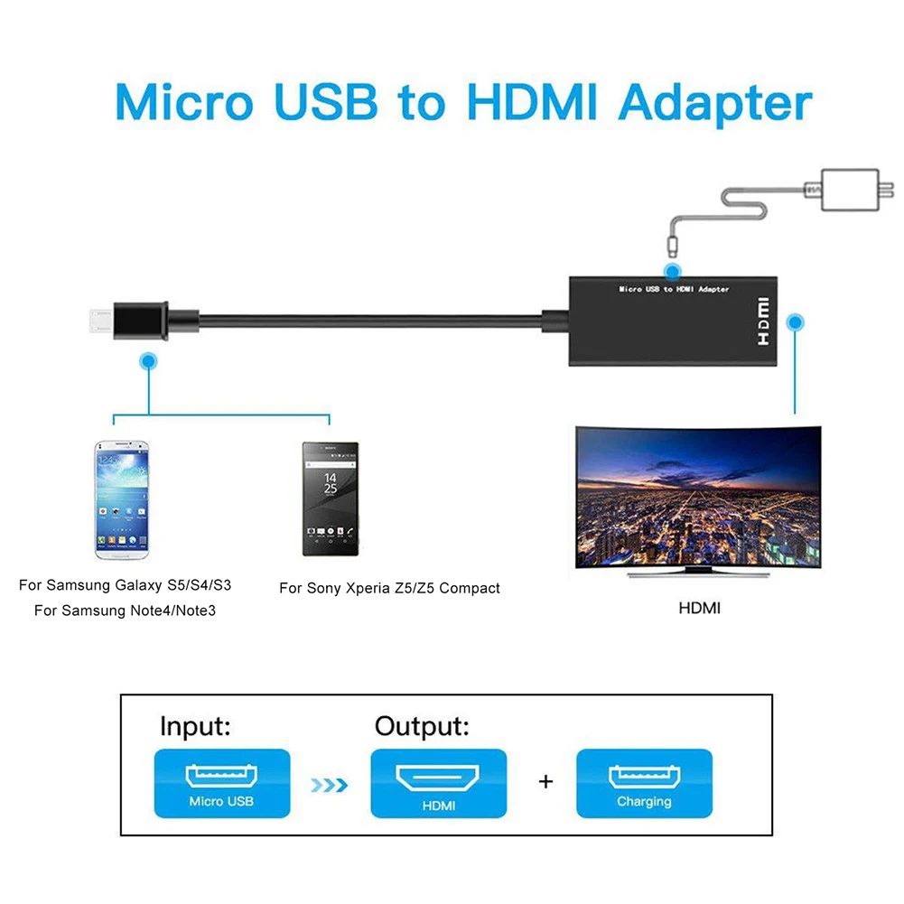 5Pin Micro USB мужчина к HDMI Женский 1080P преобразователь для ТВ-адаптера кабели удлинитель с переключателем Micro USB адаптер конвертер для Android