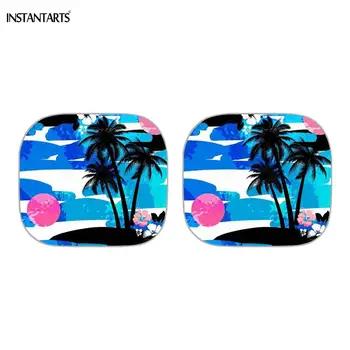 

Tropical Palm Tree Ocean Wave Pattern Summer Auto Sunshade 2 Pcs Set Front Car Window Windsreen Covers Sun Shade Visor Car-cover