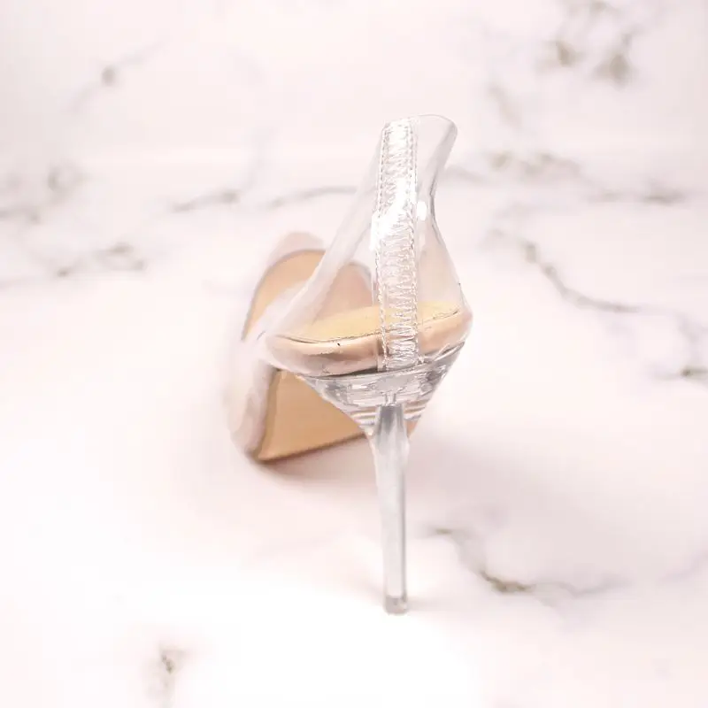 Женские туфли лодочки на шпильке 11 см вечерние из прозрачного ПВХ с прозрачным