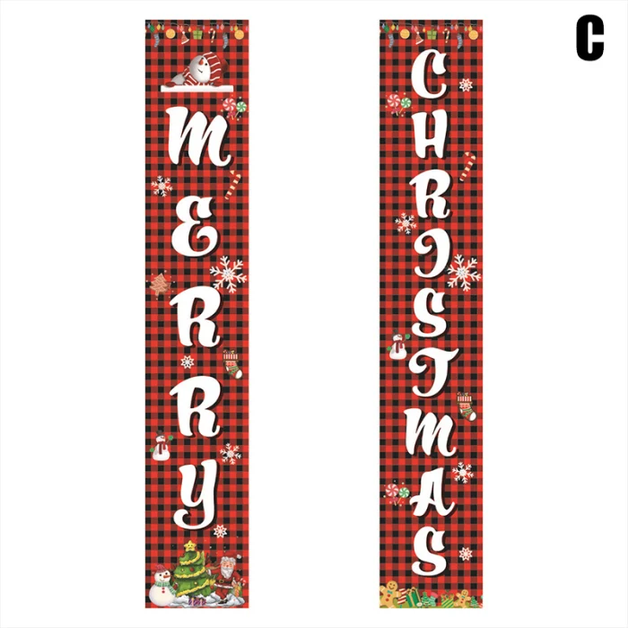Economical Christmas Curtain Couplet Home Door Window Holiday Festive Decor Welcome Banner ds99
