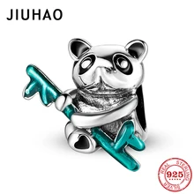Талисман, 925 пробы, серебро, сокровище, животное, панда, с бамбуковыми подвесками, бусины, подходят к оригиналу Pandora, очаровательные браслеты, хорошее ювелирное изделие