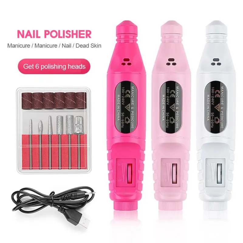 1SetProfessional Electric Nail Drill Machine Kit Manicure File Tools 6 Bits Equipment | Красота и здоровье