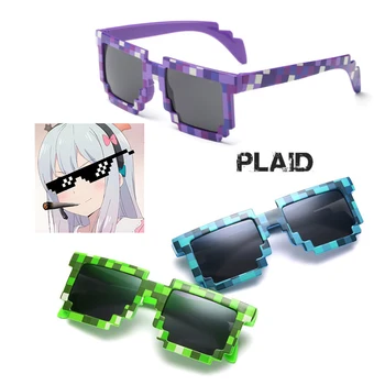

Fashion adult Sunglasses Square Mosaic Sun Glasses Children Pixel Sunglasses Trendy Boys Girls cosplay prop Sunglasses