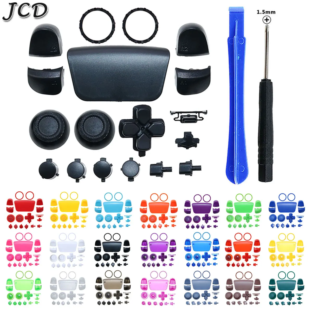 

JCD For Sony PS5 Controller Full Set Button W/ Tool Joysticks Key Dpad R1 L1 R2 L2 Direction Key ABXY Button