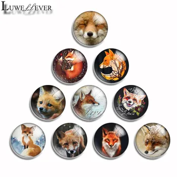 

10mm 12mm 14mm 16mm 20mm 25mm 491 Cute Fox Mix Round Glass Cabochon Jewelry Finding 18mm Snap Button Charm Bracelet