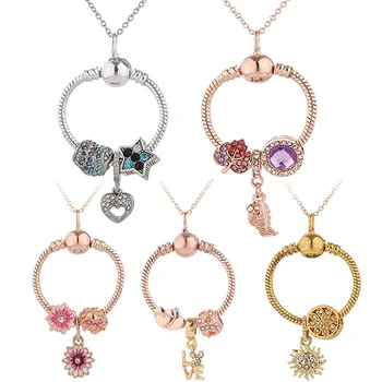

New O pendant chain necklace fit original European necklace & bracelet diy bead jewelry cute dasiy charm bangle for women gift