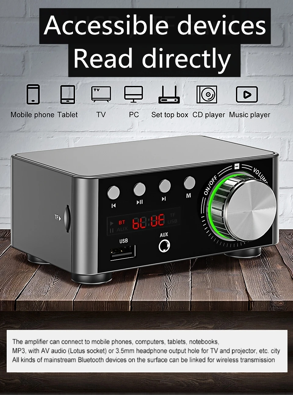 2x50w Amplifier Tpa3116 Class D Bluetooth 5 0 Hifi Stereo Hifi Support Usb Tf Card Rca Aux Usb Stick Mp3 Amplifier Aliexpress