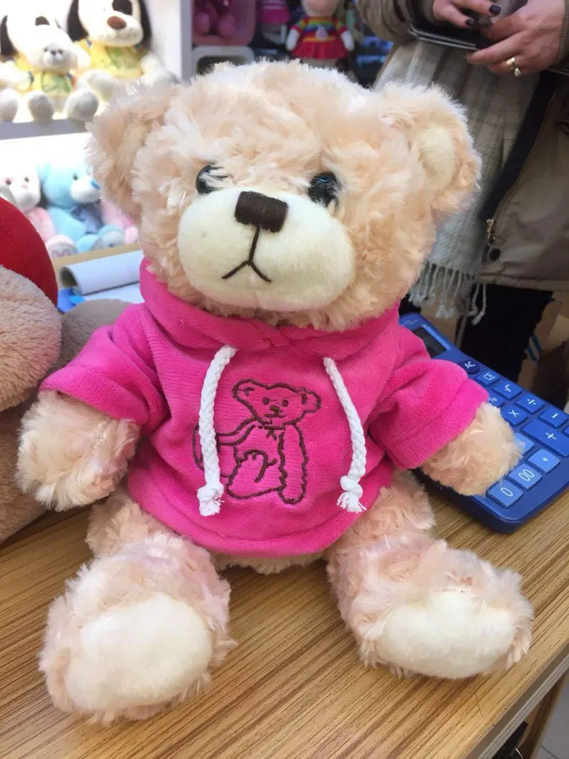 Pink Clothes 25cm Cute Teddy Bear Cartoon Animal Dressed Bear Baby Sleeping Girls Best Doll Kid Toy - Цвет: Pink Clothes