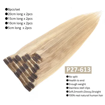 MRSHAIR Clip In Human Hair Extensions Straight 8pc Set Machine Remy Clip Ins Full Hair Brazilian Hair Blonde Clip 14 16 18 20 22 2