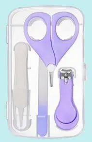 Purple 4 шт./компл. многофункциональная забота о безопасности младенца триммер для собак кусачки для ногтей детские инструменты по уходу с твердой цветной коробкой для хранения - Цвет: Purple