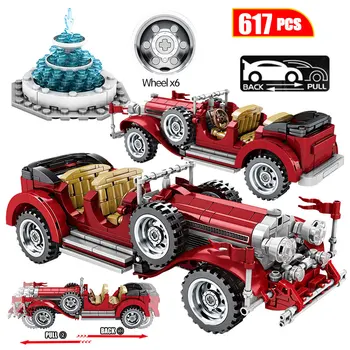 

Hipac 617Pcs Mercedes Retro Classic Cars Building Blocks Vehicle Pull Back Cars Toy Models Bricks Blocks Building For Boys