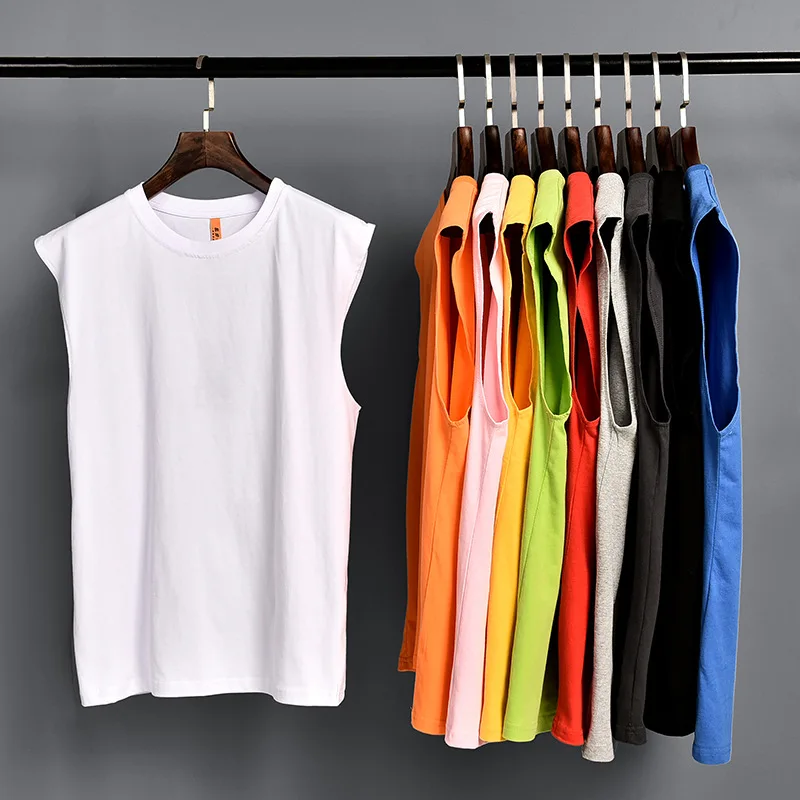 

MRMT 2023 Brand New Men's Solid Color Vest Casual Sports Men's Cotton Round Neck Sleeveless T Shirt Vest