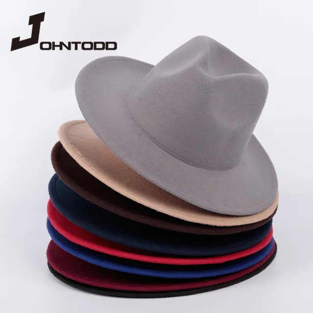 Ladies Men's Woolen Fedora Hat with Leather Ribbon Gentleman Elegant Ladies Winter Autumn Wide Brim Hat Jazz Church Panama Hat 1