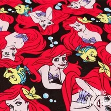 50X178 м принцесса Русалка вязаные хлопчатобумажные ткани мультфильм печати лоскутное DIY одежда для малышей материал вышитая Футболка простыни