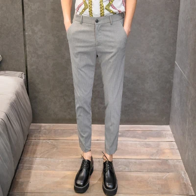 Новинка весна лето 2020 укороченные брюки мужские облегающие повседневные в