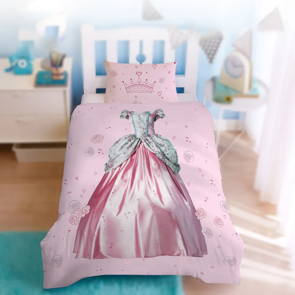 King Pink Girls Bedding Set 3D Print Astronaut Duvet Cover For Boys Princess Dress Comforter Bedding Sets