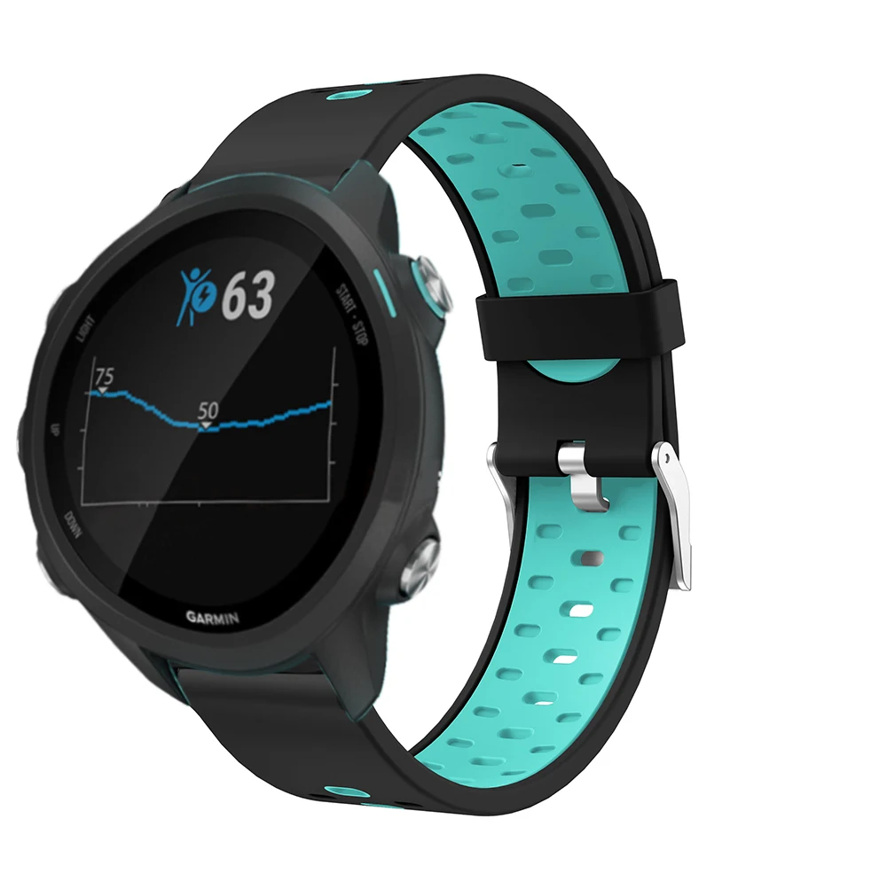 Ремешок силиконовый 20 мм для смарт часов Garmin Forerunner 245 245M 645 сменный спортивный