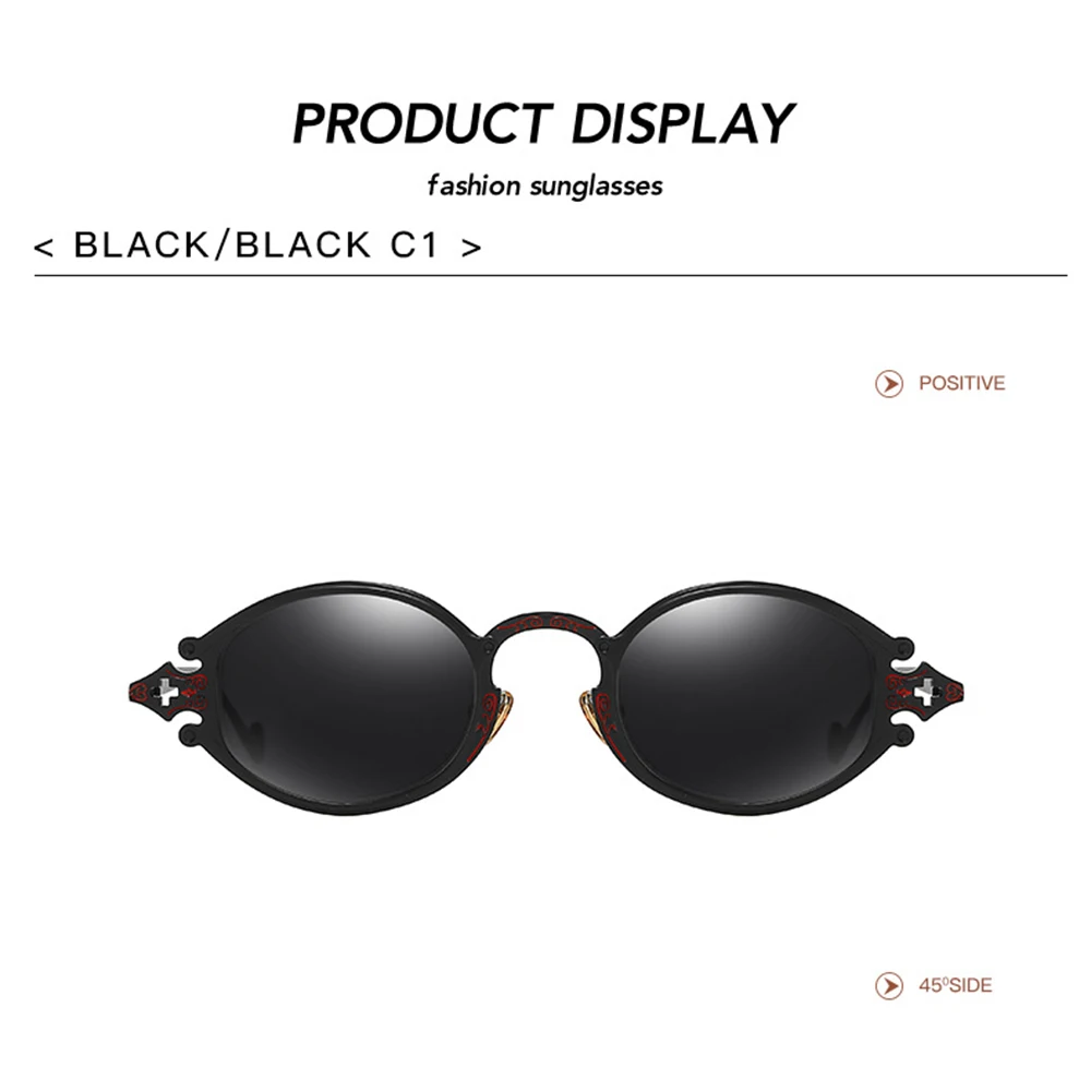 European And American Street Shooting New Glasses Retro Steampunk Sunglasses Gothic Oval Frame Carved Sunglasses Eyewear