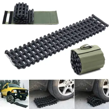 

100cm Car Recovery Rescue Track Traction Offroad Sand Snow Chains Tire Ladder Folding Fit Car Maintenance Chains Black