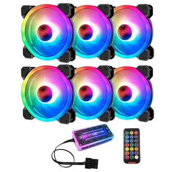 

COOLMOON for Ray II Chassis Fan Computer Internal and External Dual Aperture Luminous Fan Fan 120mm RGB Color 6 Packs