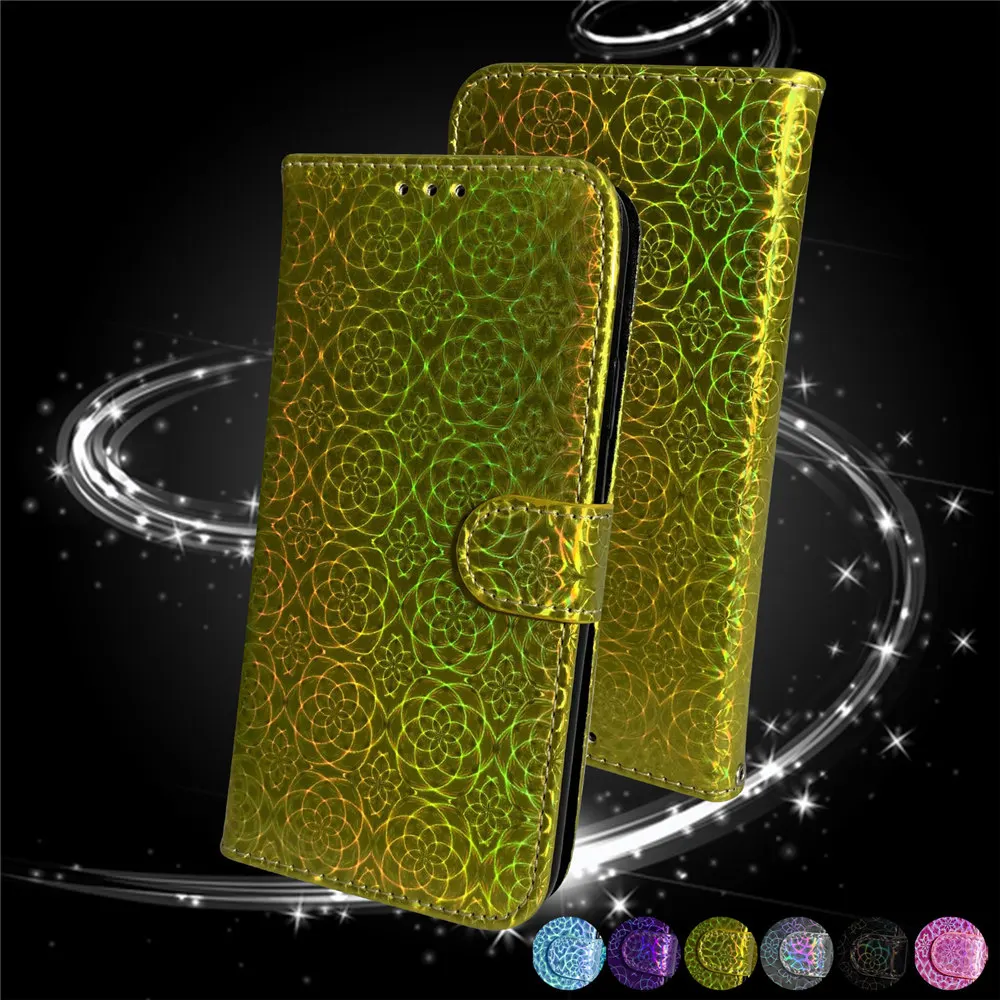 

p30 lite Gradient Rainbow Leather Flip Cover for Huawei P20 Lite 2019 P30 Pro Dynamic Flower Card Wallet Stand Raster Phone Case