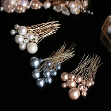 Свадебные аксессуары для волос в стиле барокко, жемчужные заколки для волос, заколки, головной убор с жемчужинами, цвет белый, шампань, красный, шпильки для невесты, свадебные украшения m145