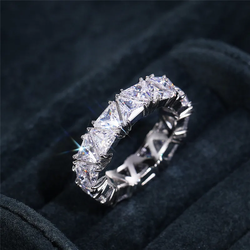 Wedding Band Promise Rings For Women Unique Triangle Cubic Zirconia Design