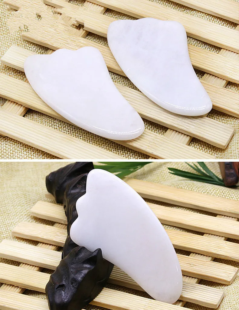 Natural Jade Guasha Scraping Massage Scraper Face Massager Acupuncture Gua Sha Board Acupoint Facial Eye Care Health Care