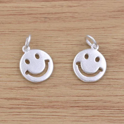 Silver Color Smile Face Charms Happy Emotion Dangle Pendant Fit Bracelet Necklace 925 Jewelry Making DIY | Украшения и аксессуары