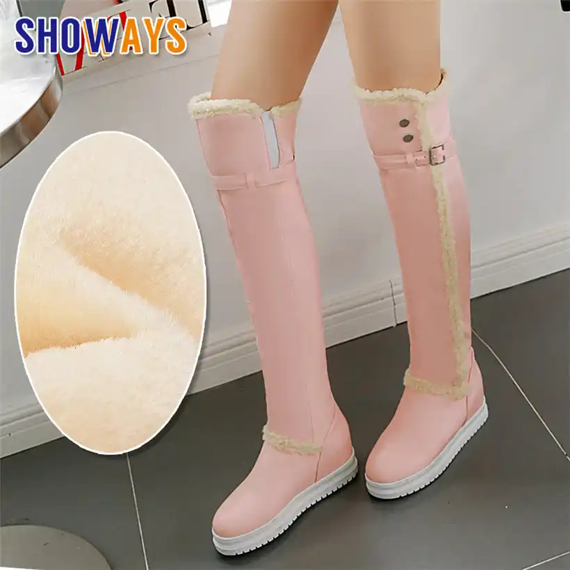 pink thigh high flat boots