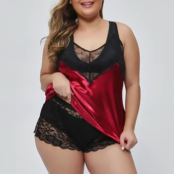 

Women's Pajamas Sets 2020 New Sexy Lace Satin Sleepwear Suit Underwear Nightdress Pajamas Ensembles de pyjama