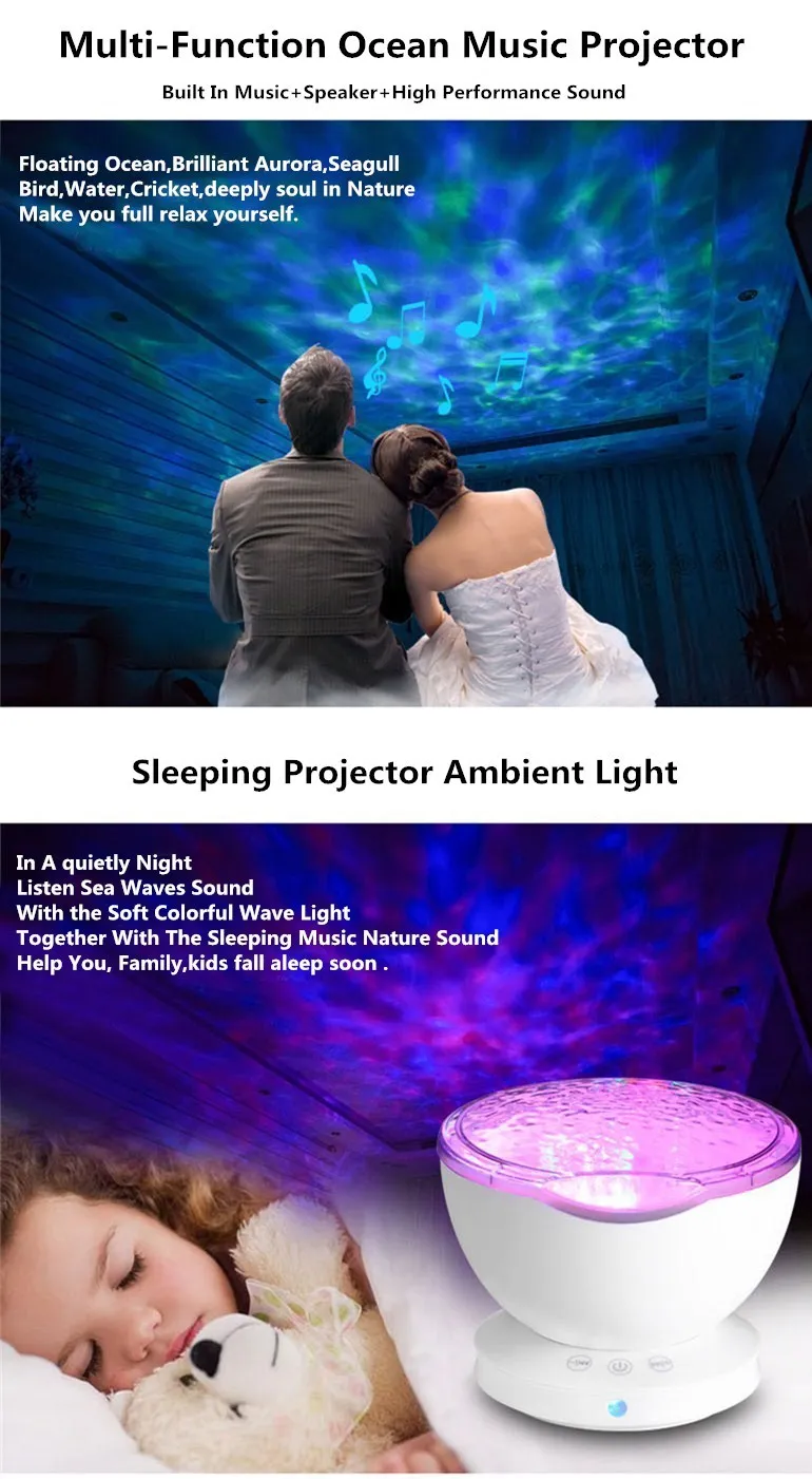 night lamp for bedroom Ocean Wave Projector Led Night Light Aid Sleeping Romantic Soothing Water Wave USB LED Light Lamp Projector Music Player For Kid night light lamp