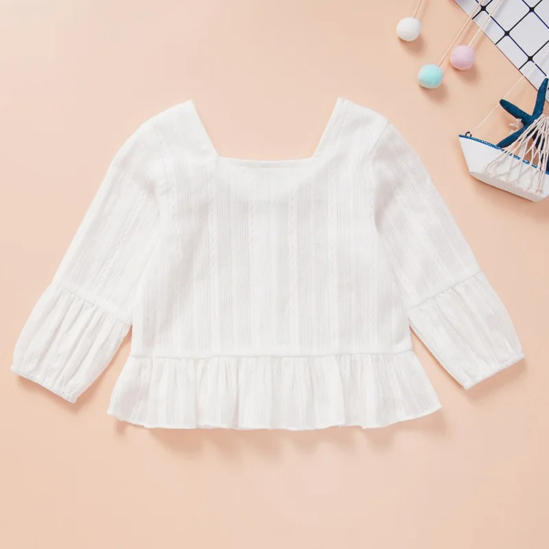 Одежда для новорожденных девочек; От 0 до 3 лет; весенние повседневные Модные свободные топы с длинными рукавами и пуговицами