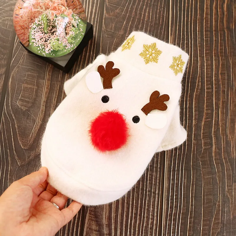 Белый осенне-зимний Рождественский костюм для косплея собака олень 2 ноги праздничная одежда наряды одежда для щенков