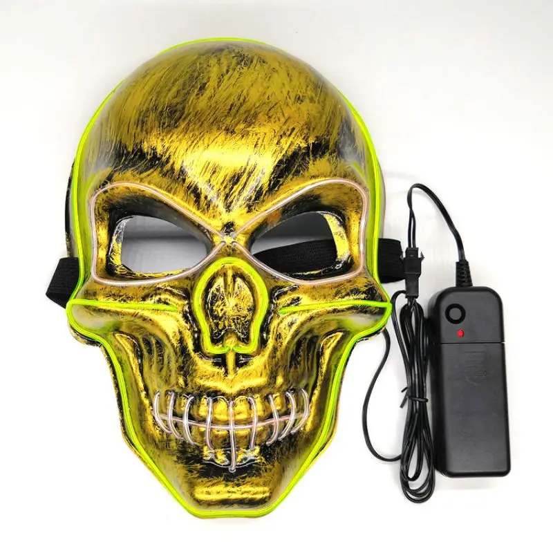 EL Cold Skull Halloween Mask Led Glowing Mask Street Dance Ghost Face Mask Bar Party Performance Horror Night Light Mask