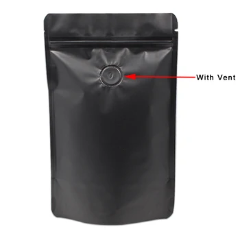 

20Pcs/lot Matte Black Pure Aluminum Foil Stand Up Zip Lock Coffee Bean Storage Package Bag with Vent Valve Heat Seal Mylar Pouch