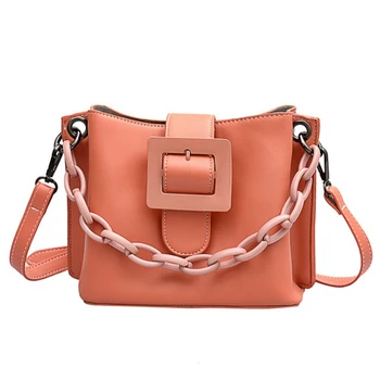 

Small PU Leather Bucket Bags for Women New Summer Chain Female Shoulder Crossbody Bag Solid Ladies' Travel Handbags and Purses