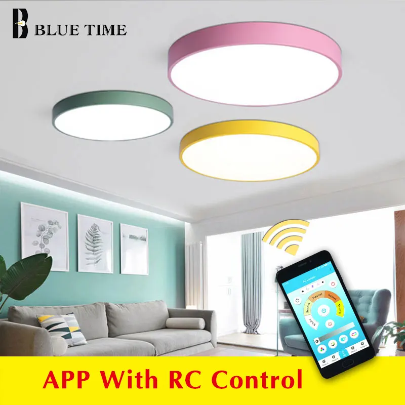 

APP control Modern Chandelier For Living Room Dining Room Bedroom Home Chandeliers Black White Yellow Green Blue home lighting