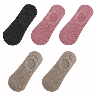 5 Pairs Woman Silicone Non-slip Invisible Socks Summer  Cotton Ankle Solid Color Boat Women's Slippers 35-40EUR Short Socks Lot 24