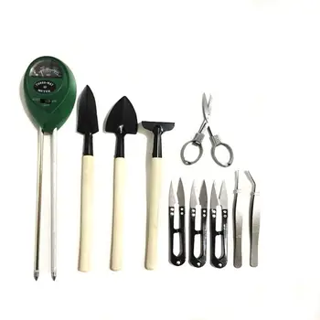 

12 in 1 Soil Meter (3-in-1 Moisture Sensor/Sunlight/pH,9pcs Bonsai Tools) Include Pruner Fold Scissors Mini Rake Bud