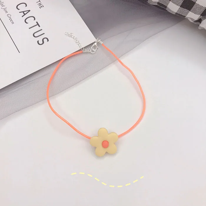 HZ Новинка Корея Шикарный цветок кнопка красочные акриловые фрукты сладкие короткие цепи ожерелье браслет для женщин ювелирные изделия подарки Вечерние - Окраска металла: 4